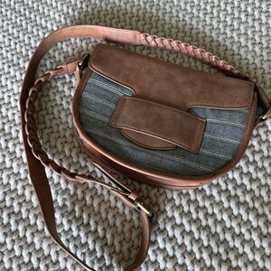 Nila Anthony Brown and Gray Crossbody Bag with Bohemian Flair